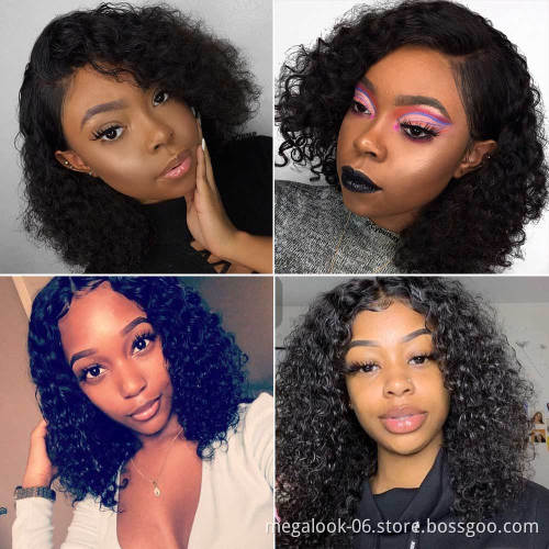 Wholesale Pre Plucked Custom Style Short 13X6 Lace Front Water Curly Wave Frontal Bob Wig